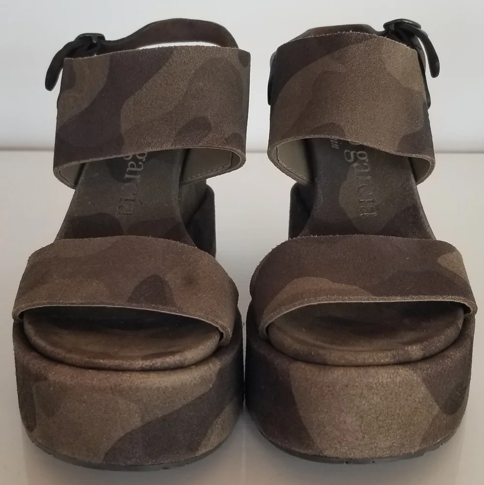 Pedro Garcia Leather High Wedge Platform Sandles